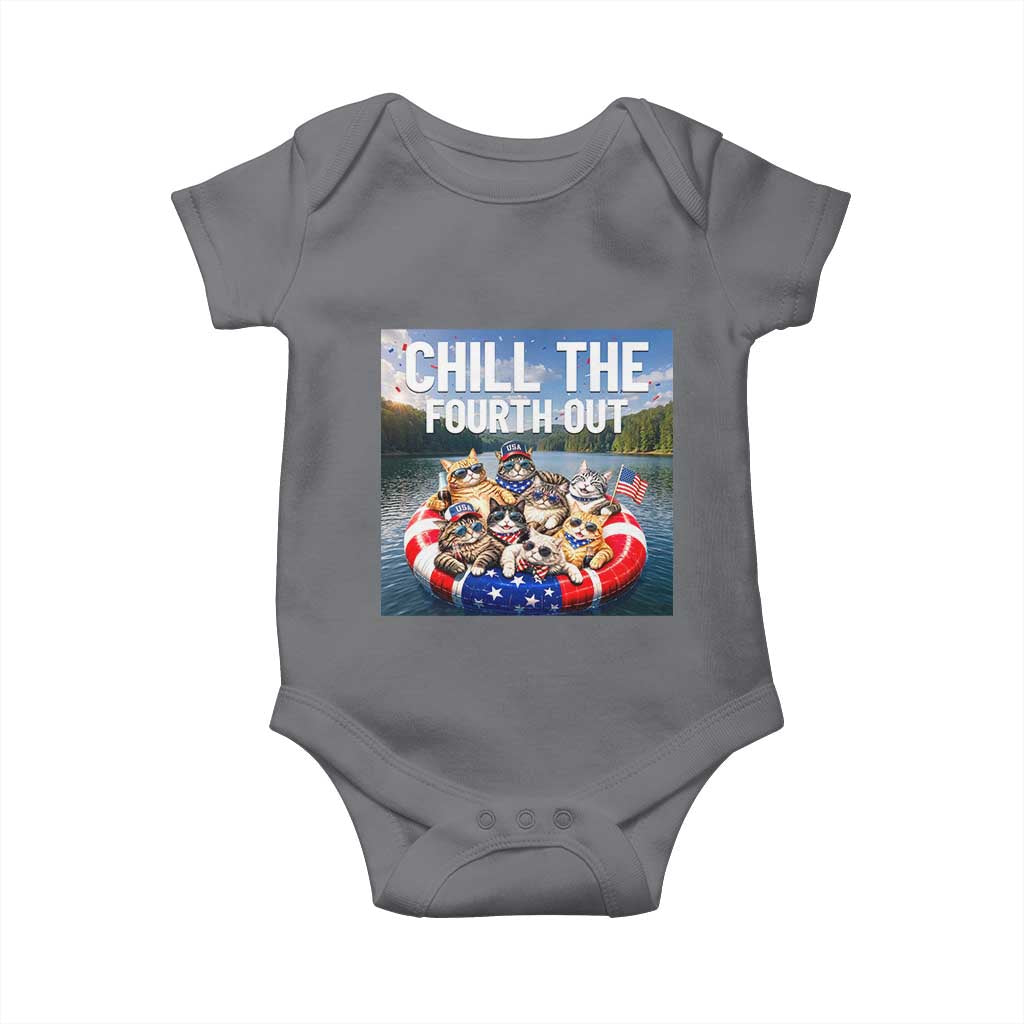 Funny Americana Cat Squad Baby Onesie Chill The Fourth Out TS12 Charcoal Print Your Wear