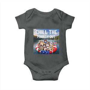 Funny Americana Cat Squad Baby Onesie Chill The Fourth Out TS12 Dark Heather Print Your Wear