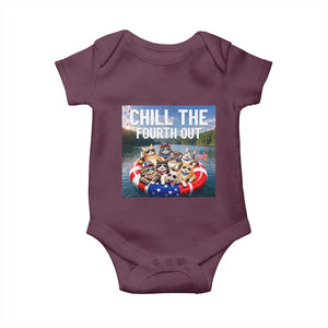 Funny Americana Cat Squad Baby Onesie Chill The Fourth Out TS12 Maroon Print Your Wear