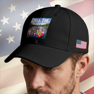 Funny Americana Cat Squad Baseball Cap Chill The Fourth Out