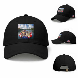 Funny Americana Cat Squad Baseball Cap Chill The Fourth Out