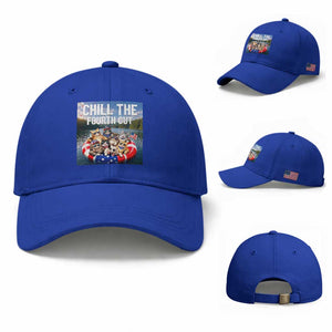 Funny Americana Cat Squad Baseball Cap Chill The Fourth Out