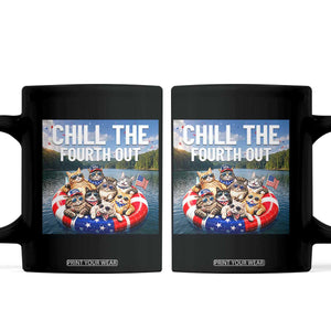 Funny Americana Cat Squad Coffee Mug Chill The Fourth Out