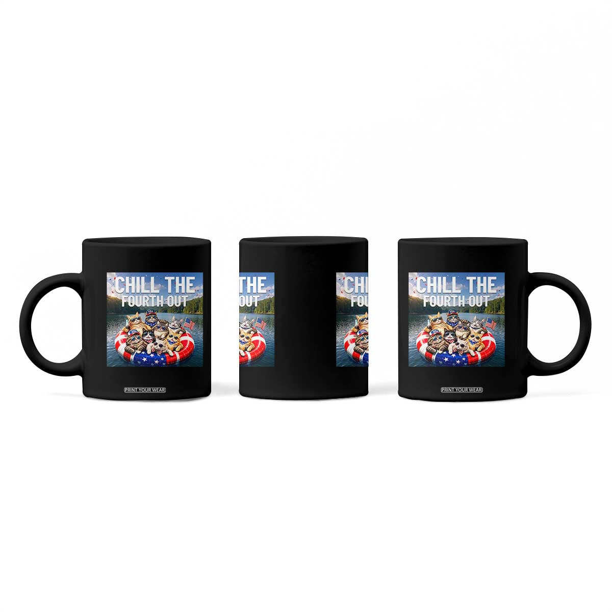 Funny Americana Cat Squad Coffee Mug Chill The Fourth Out
