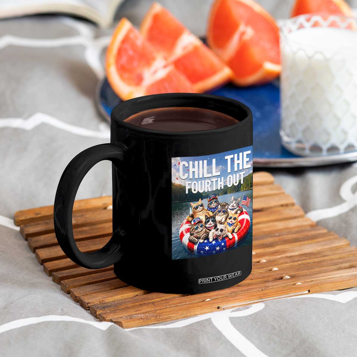 Funny Americana Cat Squad Coffee Mug Chill The Fourth Out