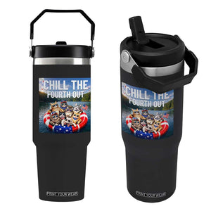 Funny Americana Cat Squad Flip Straw Tumbler Chill The Fourth Out TS12 One Size: 30 oz Black Print Your Wear