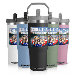 Funny Americana Cat Squad Flip Straw Tumbler Chill The Fourth Out TS12 Print Your Wear