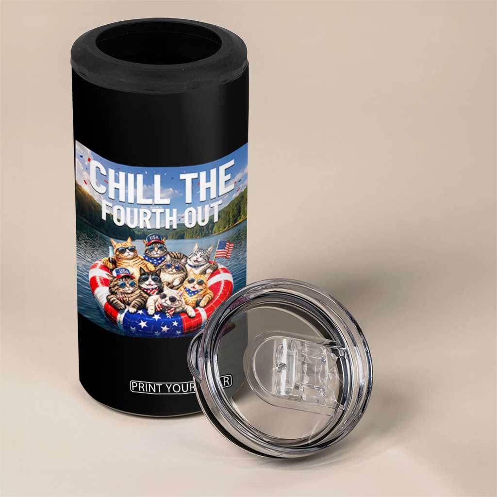 Funny Americana Cat Squad 4 in 1 Can Cooler Tumbler Chill The Fourth Out TS12 Print Your Wear