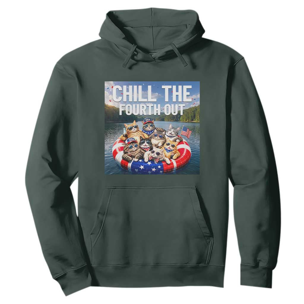Funny Americana Cat Squad Hoodie Chill The Fourth Out TS12 Dark Forest Green Print Your Wear