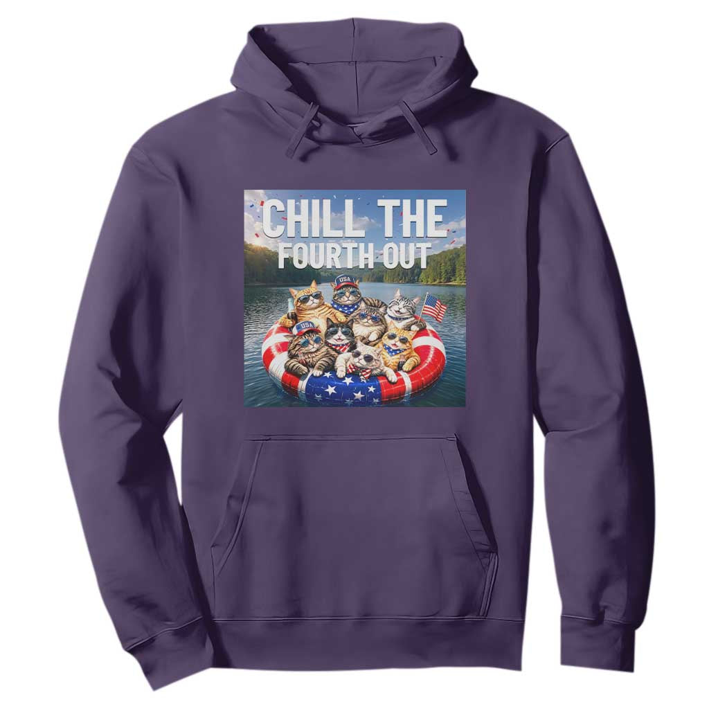 Funny Americana Cat Squad Hoodie Chill The Fourth Out TS12 Purple Print Your Wear