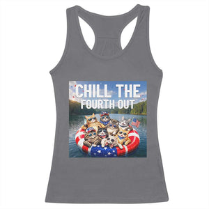 Funny Americana Cat Squad Racerback Tank Top Chill The Fourth Out TS12 Charcoal Print Your Wear