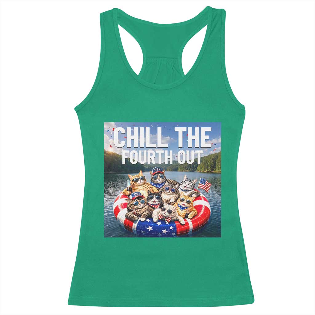 Funny Americana Cat Squad Racerback Tank Top Chill The Fourth Out TS12 Irish Green Print Your Wear