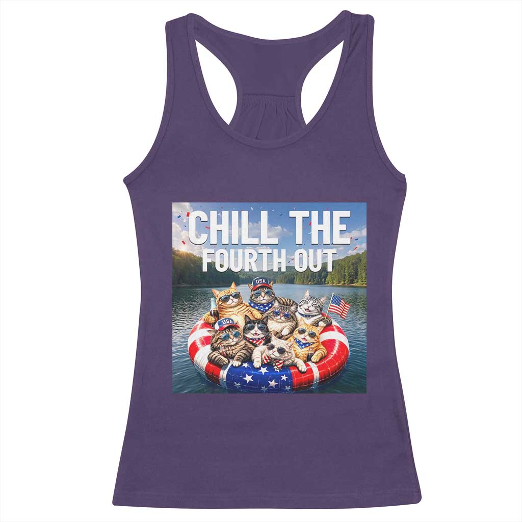 Funny Americana Cat Squad Racerback Tank Top Chill The Fourth Out TS12 Purple Print Your Wear