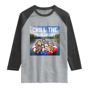 Funny Americana Cat Squad Raglan Shirt Chill The Fourth Out TS12 Heather Gray Heather Charcoal Print Your Wear