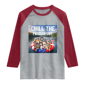 Funny Americana Cat Squad Raglan Shirt Chill The Fourth Out TS12 Heather Gray Heather Red Print Your Wear