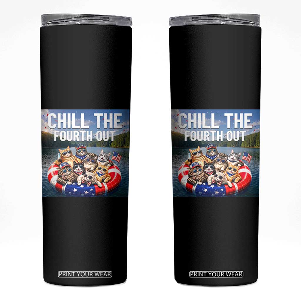 Funny Americana Cat Squad Skinny Tumbler Chill The Fourth Out