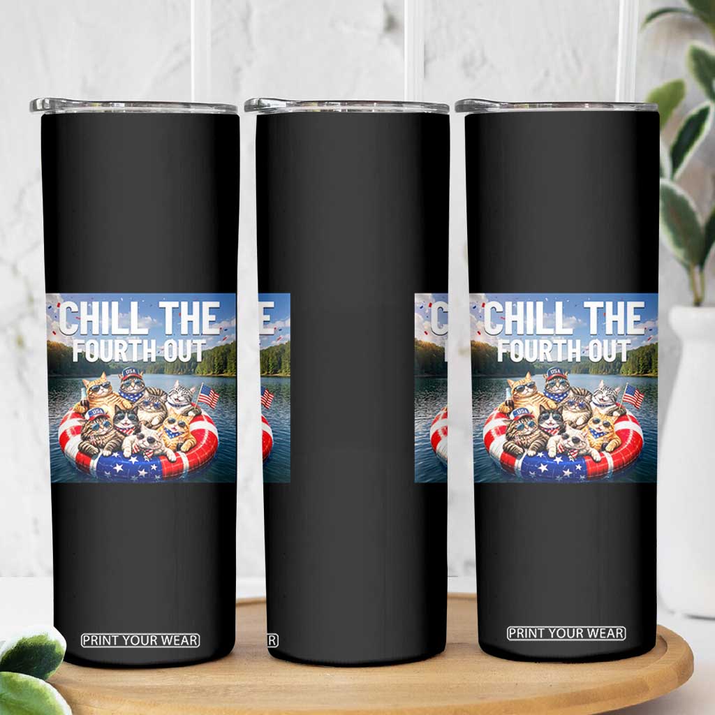 Funny Americana Cat Squad Skinny Tumbler Chill The Fourth Out TS12 Print Your Wear