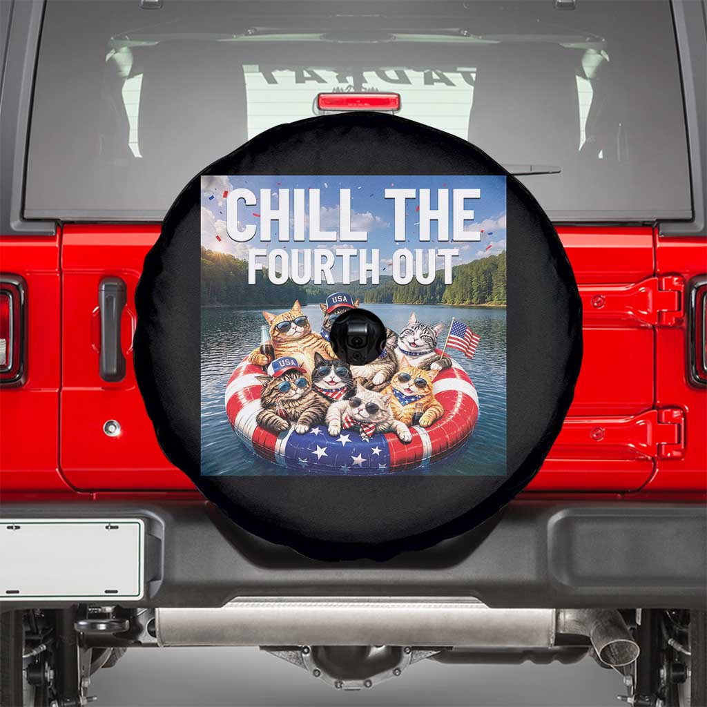 Funny Americana Cat Squad Spare Tire Cover Chill The Fourth Out TS12 Black Print Your Wear