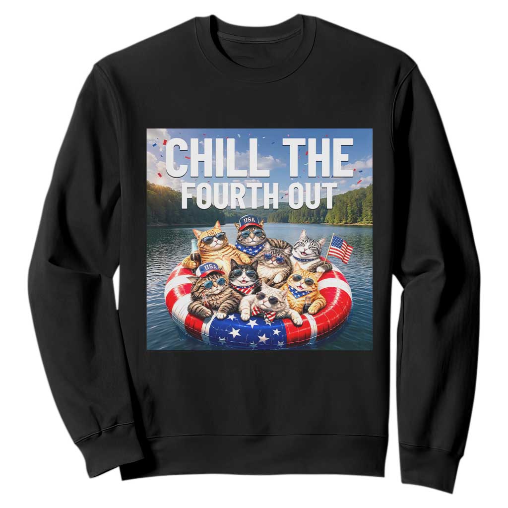 Funny Americana Cat Squad Sweatshirt Chill The Fourth Out