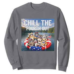 Funny Americana Cat Squad Sweatshirt Chill The Fourth Out