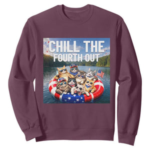 Funny Americana Cat Squad Sweatshirt Chill The Fourth Out