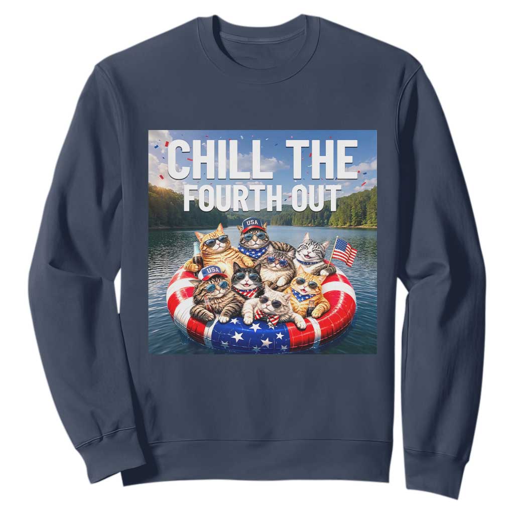 Funny Americana Cat Squad Sweatshirt Chill The Fourth Out