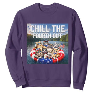 Funny Americana Cat Squad Sweatshirt Chill The Fourth Out