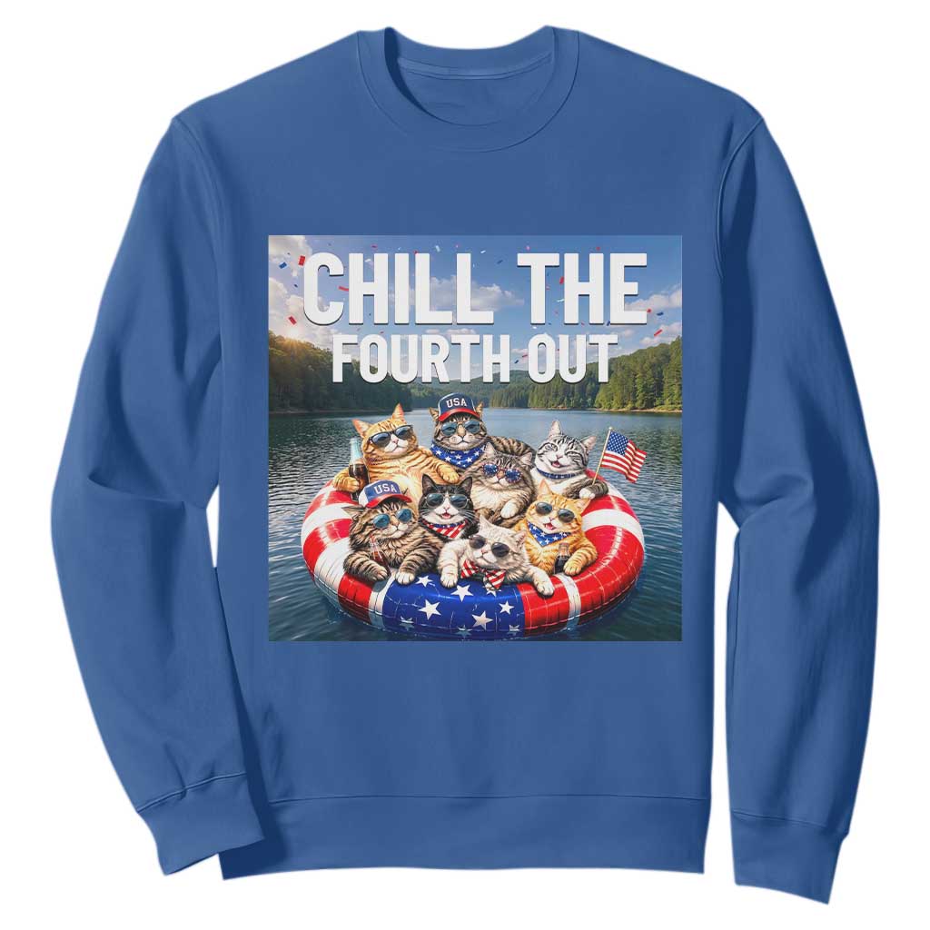 Funny Americana Cat Squad Sweatshirt Chill The Fourth Out