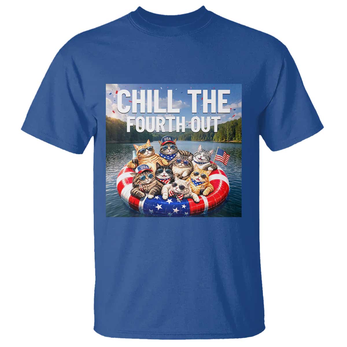 Funny Americana Cat Squad T Shirt Chill The Fourth Out