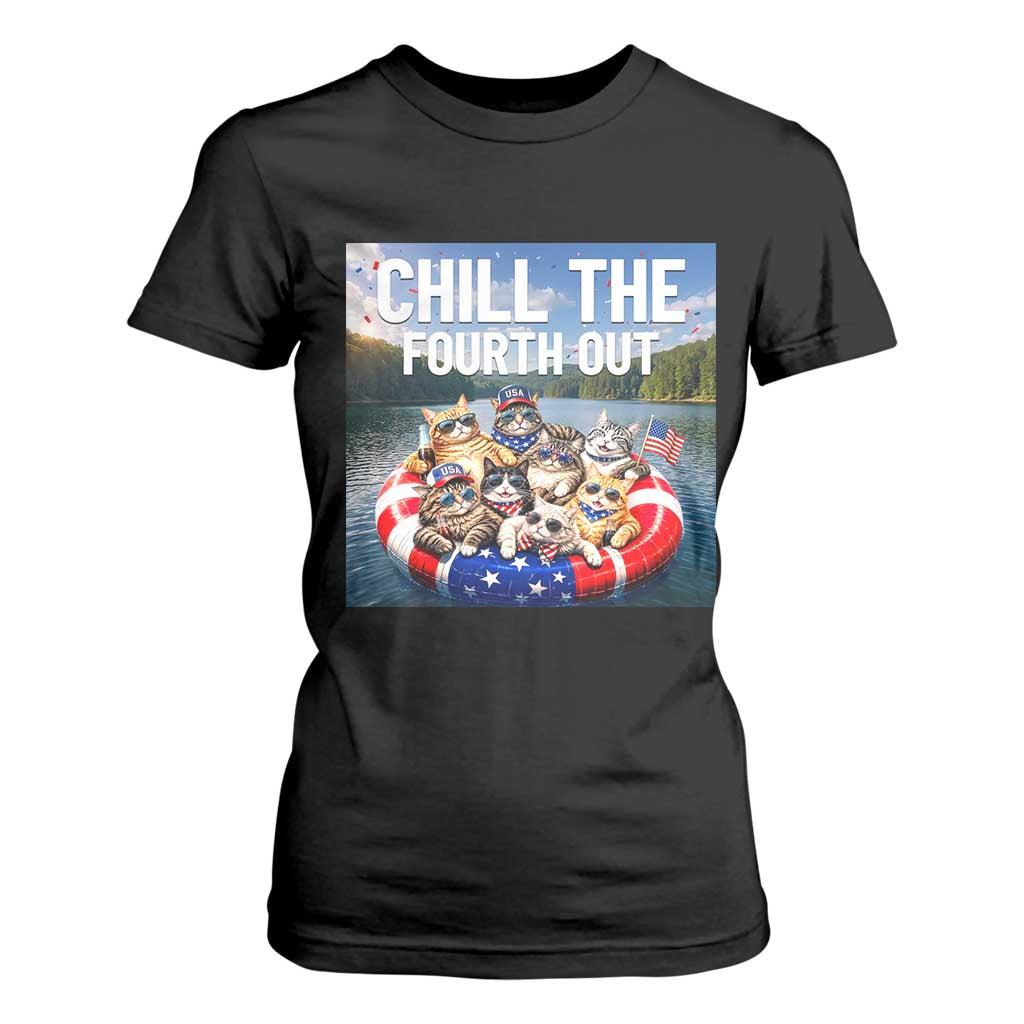 Funny Americana Cat Squad T Shirt For Women Chill The Fourth Out TS12 Black Print Your Wear