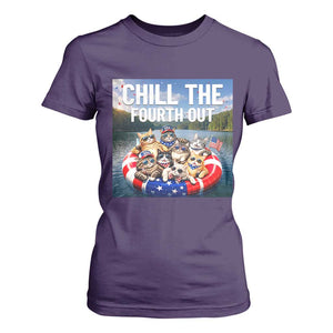 Funny Americana Cat Squad T Shirt For Women Chill The Fourth Out TS12 Purple Print Your Wear