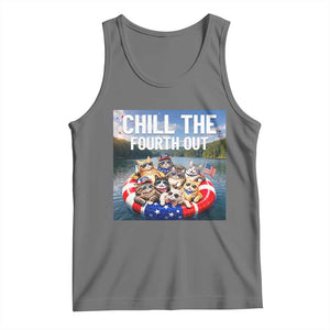 Funny Americana Cat Squad Tank Top Chill The Fourth Out TS12 Black Heather Print Your Wear