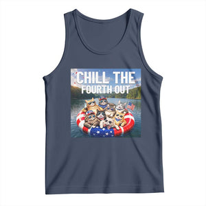 Funny Americana Cat Squad Tank Top Chill The Fourth Out TS12 Navy Print Your Wear