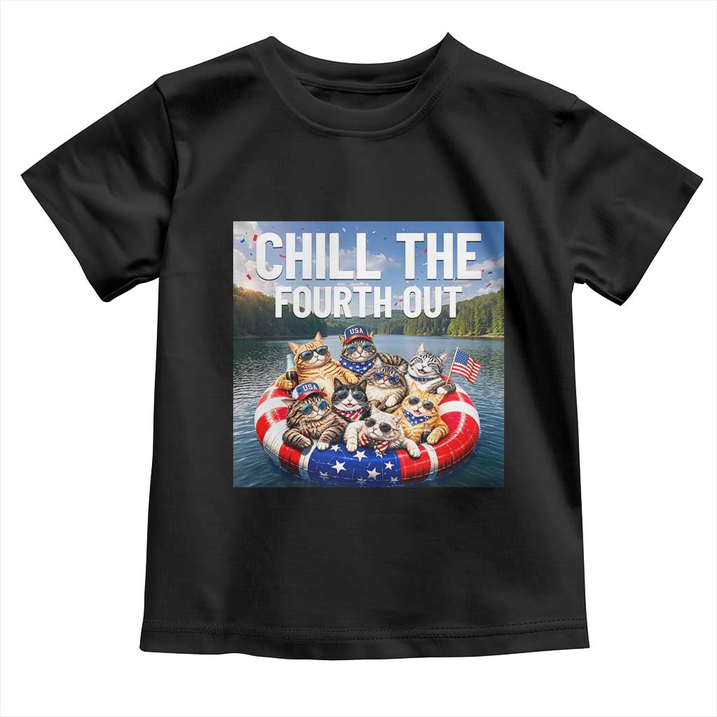 Funny Americana Cat Squad Toddler T Shirt Chill The Fourth Out TS12 Black Print Your Wear