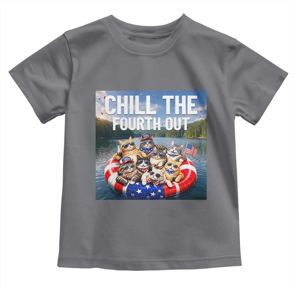 Funny Americana Cat Squad Toddler T Shirt Chill The Fourth Out TS12 Charcoal Print Your Wear