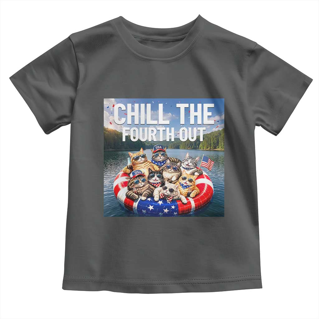 Funny Americana Cat Squad Toddler T Shirt Chill The Fourth Out TS12 Dark Heather Print Your Wear