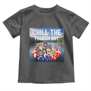 Funny Americana Cat Squad Toddler T Shirt Chill The Fourth Out TS12 Dark Heather Print Your Wear