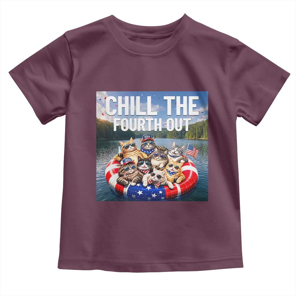 Funny Americana Cat Squad Toddler T Shirt Chill The Fourth Out TS12 Maroon Print Your Wear