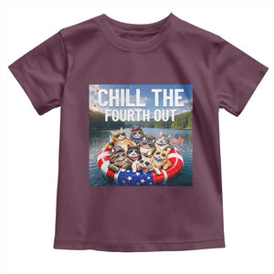 Funny Americana Cat Squad Toddler T Shirt Chill The Fourth Out TS12 Maroon Print Your Wear