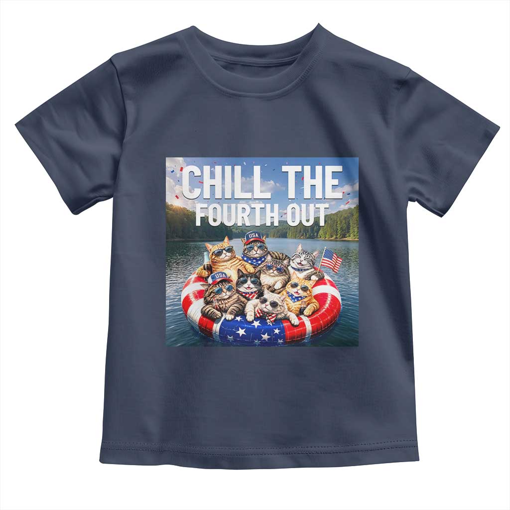 Funny Americana Cat Squad Toddler T Shirt Chill The Fourth Out TS12 Navy Print Your Wear