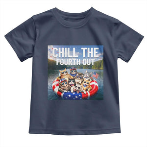 Funny Americana Cat Squad Toddler T Shirt Chill The Fourth Out TS12 Navy Print Your Wear