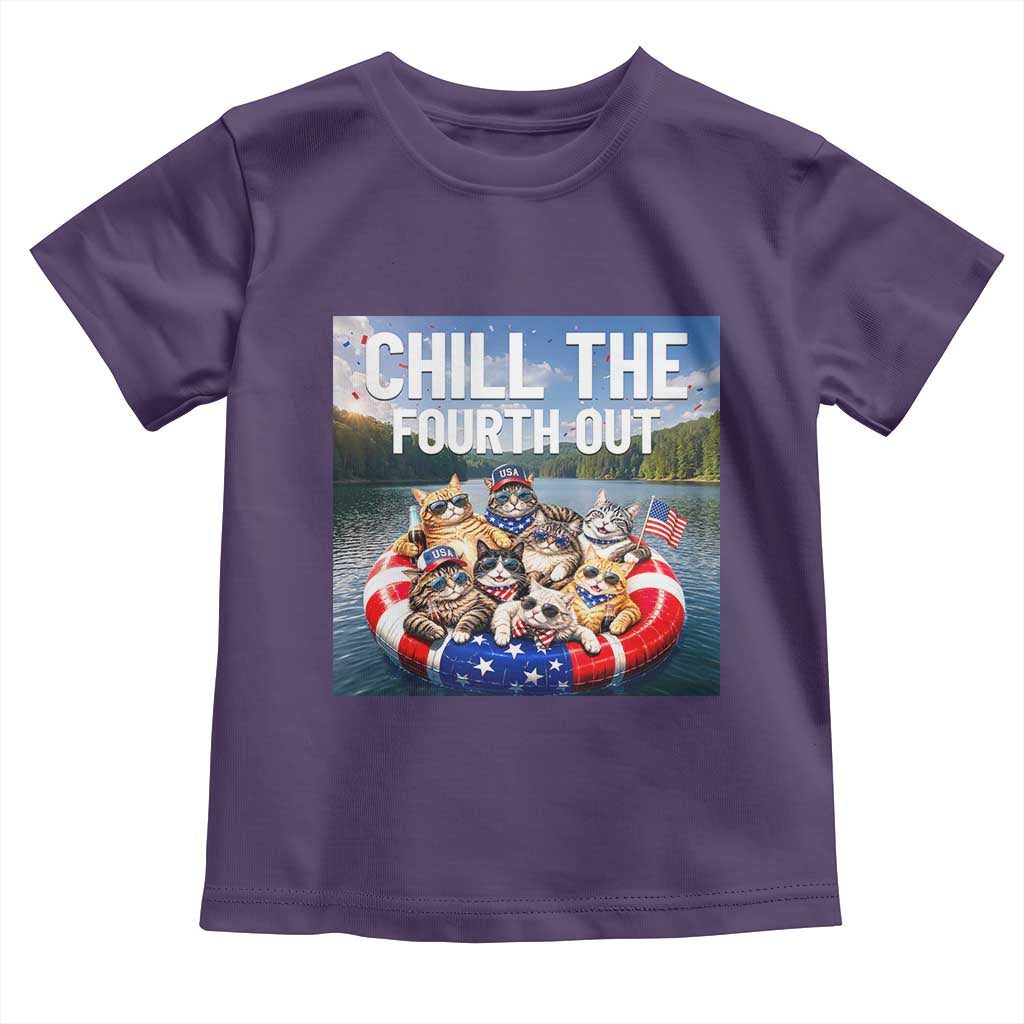 Funny Americana Cat Squad Toddler T Shirt Chill The Fourth Out TS12 Purple Print Your Wear