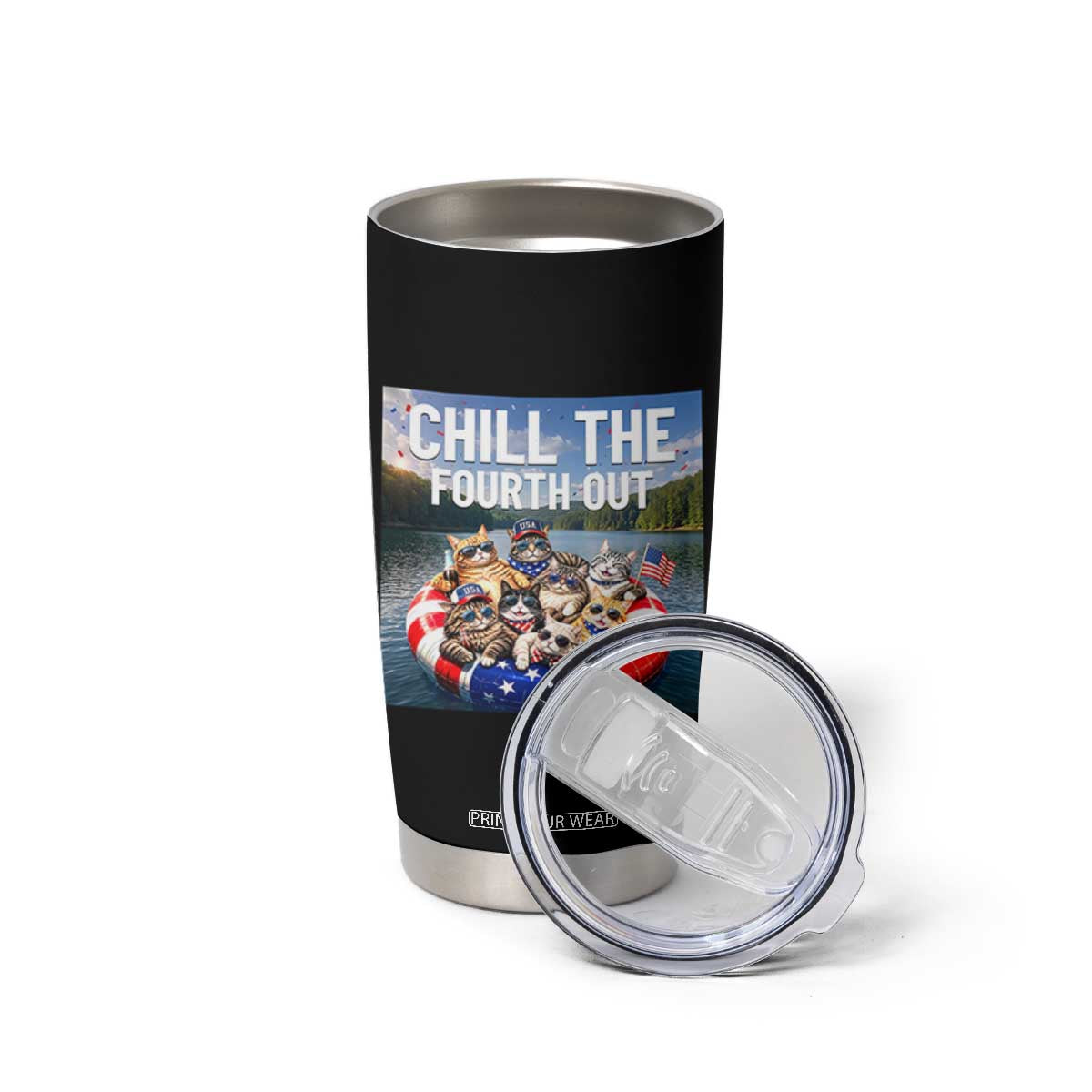 Funny Americana Cat Squad Tumbler Cup Chill The Fourth Out TS12 Print Your Wear