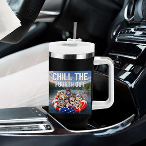 Funny Americana Cat Squad Tumbler With Handle Chill The Fourth Out