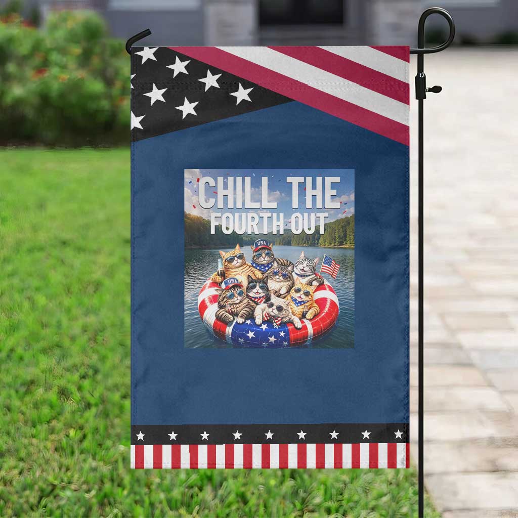 Funny Americana Cat Squad Patriotic Garden Flag Chill The Fourth Out TS12 Classic Blue Black Print Your Wear