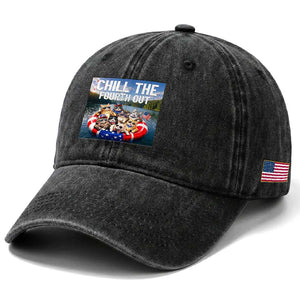 Funny Americana Cat Squad Washed Cotton Baseball Cap Chill The Fourth Out TS12 Print Your Wear