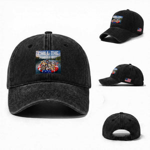 Funny Americana Cat Squad Washed Cotton Baseball Cap Chill The Fourth Out TS12 Washed Cap Universal Fit Black Print Your Wear