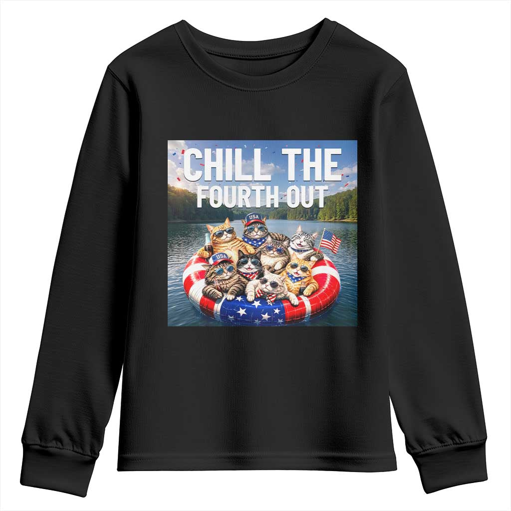 Funny Americana Cat Squad Youth Sweatshirt Chill The Fourth Out TS12 Black Print Your Wear