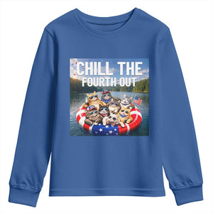 Funny Americana Cat Squad Youth Sweatshirt Chill The Fourth Out TS12 Royal Blue Print Your Wear