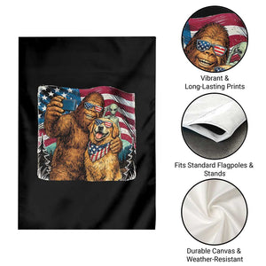 Funny Patriotic Bigfoot Golden Retriever Selfie Squad Garden Flag TS12 Print Your Wear
